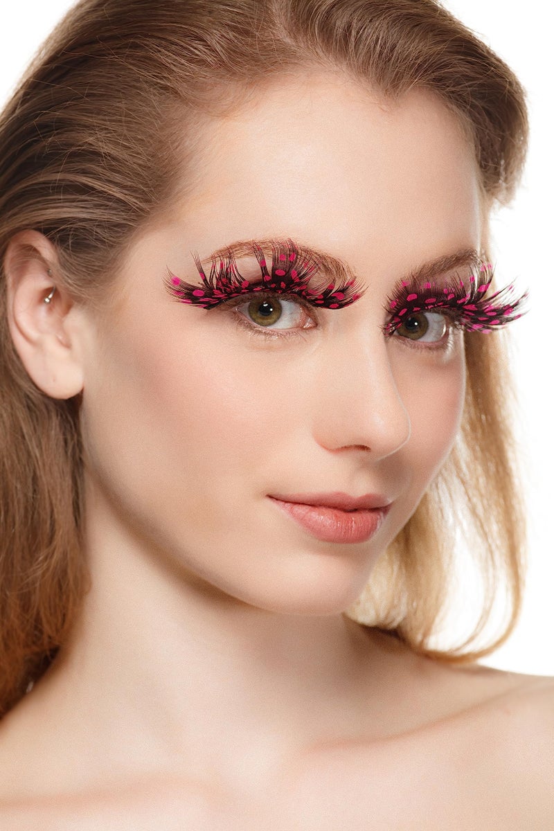 Dorisue Pink Peacock Butterfly Lashes -Hot Pink Long Feather Halloween Eyelashes for Princess Costume | 1 Pair Dramatic - Image 5